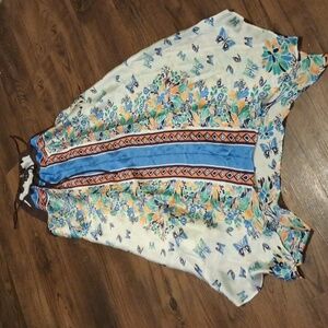 Allen B by Allen Shwartz Asymptomatic Butterfly Floral Handkerchief Dress A26